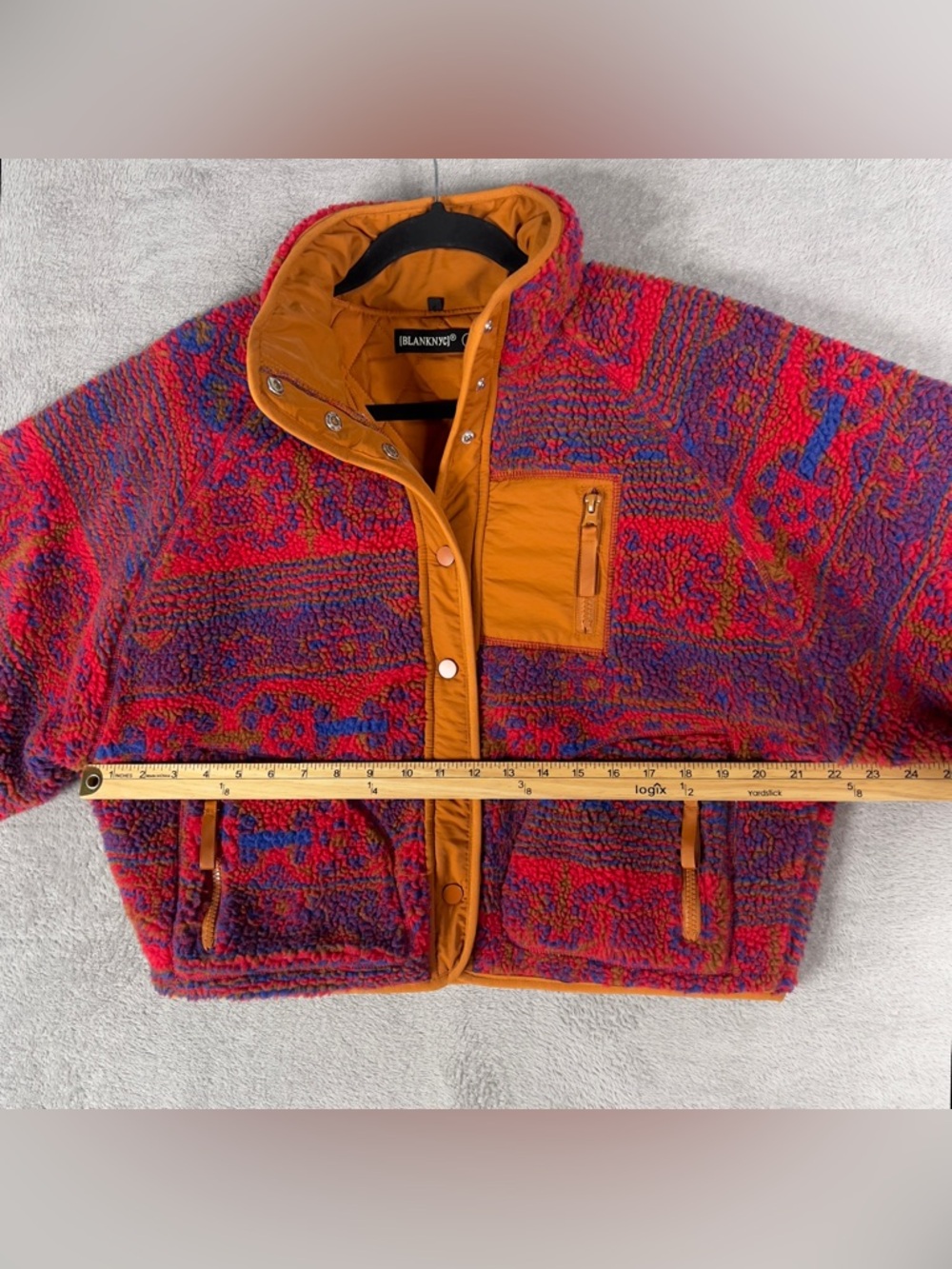 Blank NYC Sherpa Teddy Bear Button Up Jacket Women's Small Aztec Geometric - Picture 8 of 9